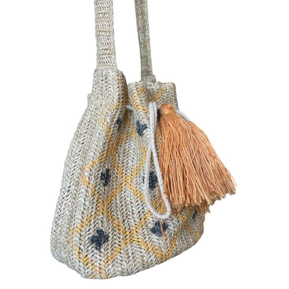 MW Most Wanted Straw Bucket Bag Boho Crossbody - Picture 15 of 16